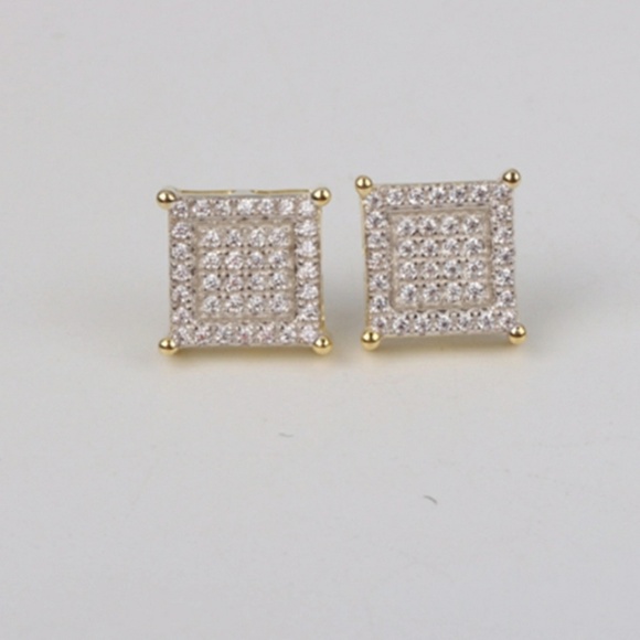 Iced Out Custom Square Studded Earrings - Picture 4 of 5